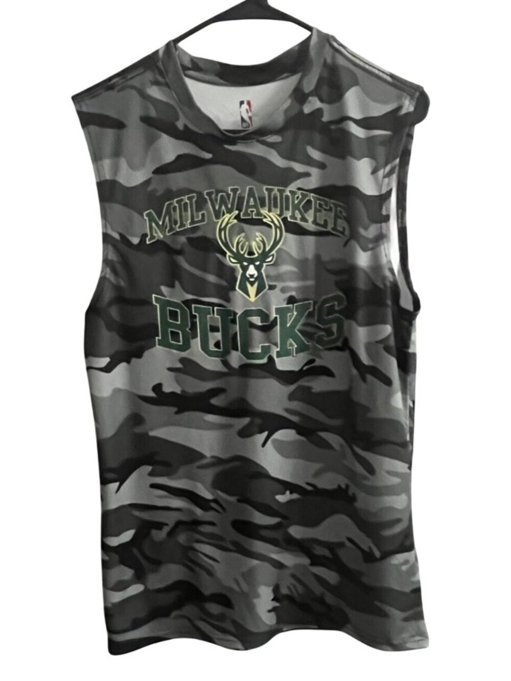 Milwaukee Bucks Giannis Antetokounmpo Camo Sleeveless Shirt Mens Small NBA